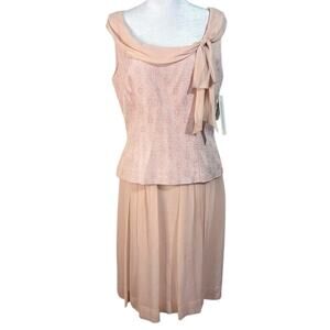 Maggy London Pink 2 Piece 100% Silk Skirt Blouse Set Size 8 NWT